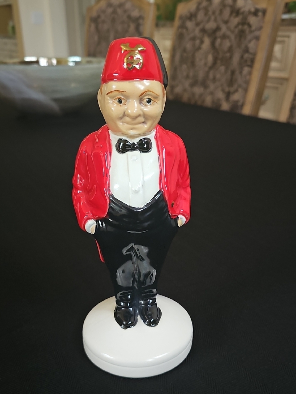 Vintage Style Ceramic Shriners Figurine in Red Jacket 8"H X 3 W